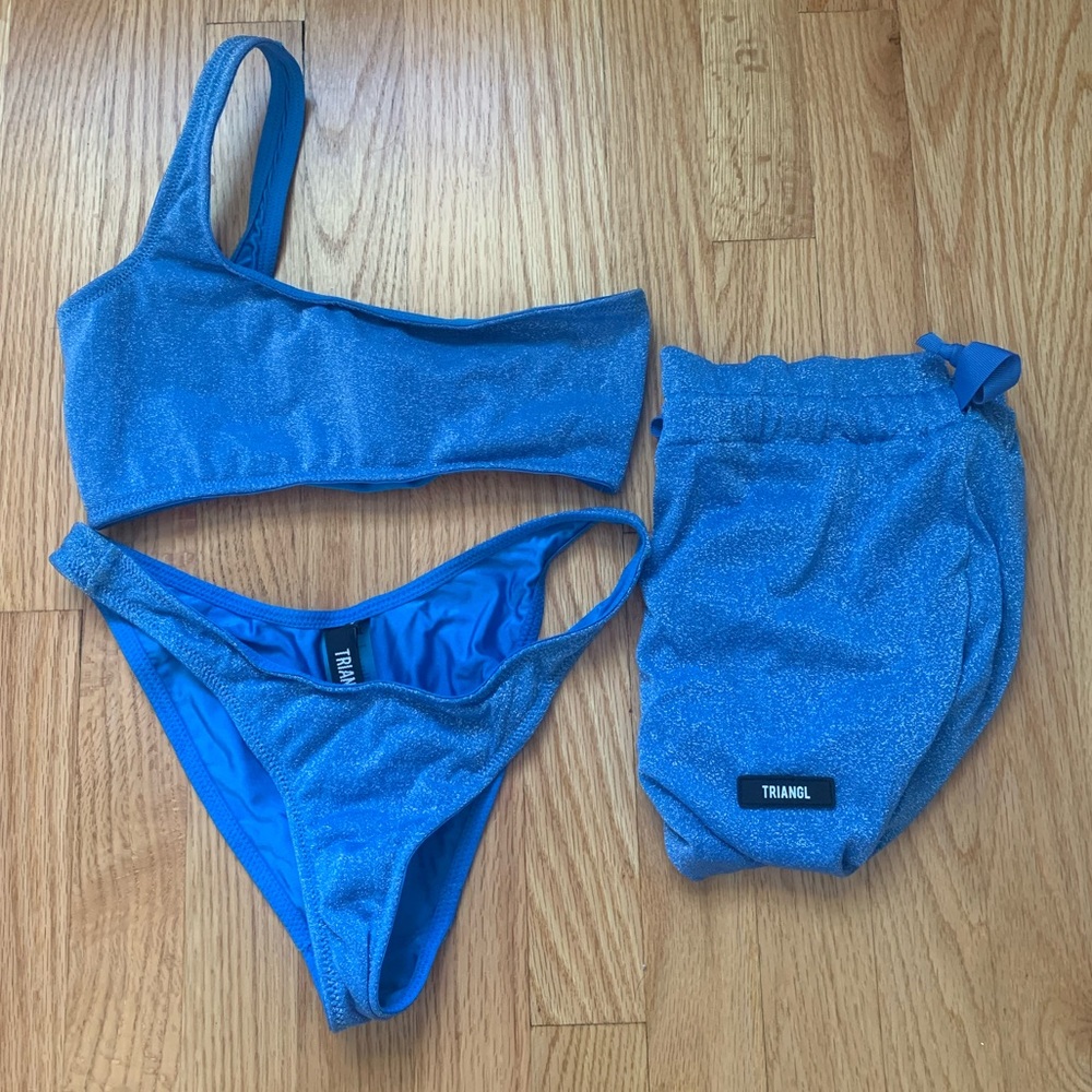 Triangl one shoulder sparkly bikini